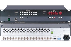 Kramer VS-828 Коммутатор 8x8 видео- и звуковых стереосигналов с коммутацией в интервале кадрового гасящего импульса, 100 МГц (CV + AUDIO; 19" Rack)