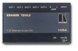 Kramer 105A Усилитель-распределитель 1:5 звуковых стереосигналов  c регулировкой уровня сигнала, 20 кГц (AUDIO; Tools)