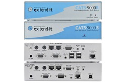 Gefen EXT-CAT5-9000 Комплект устройств для удлинения двух VGA каналов, PS/2 клавиатуры и мыши, сигналов USB интерфейса, RS 232, двух каналов стерео аудио и одного возвратного канала аудио по витой паре.