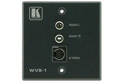 Kramer WVS-1 Настенная панель с разъемами 6-pin для коммутации сигналов S-video (разъем 4-pin) и звуковых стереосигналов (2 разъема RCA) (Евро) (S-Video, 2 RCA, Phoenix; Wall Plate)