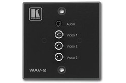 Kramer WAV-2 Настенная панель для комутации видеосигналов (YUV, Composite, YC, RGB) через разъемы RCA и звукового сигнала через Jack 3.5 (Евро) (3 RCA, Jack 3.5, Phoenix; Wall Plate)
