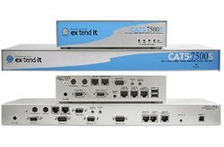 Gefen EXT-CAT5-7500 Комплект устройств для удлинения двух VGA каналов, PS/2 клавиатуры и мыши, сигналов USB интерфейса, RS 232, двух каналов стерео аудио и одного возвратного канала аудио по витой паре.