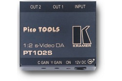 Kramer PT-102S Усилитель-распределитель 1:2 сигналов S-video c регулировкой уровня сигнала и АЧХ, 150 МГц (YC; PicoTools)