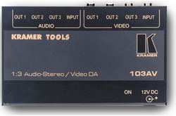 Kramer 103AV Усилитель-распределитель 1:3 видео- и звуковых сигналов, 320 МГц (CV + AUDIO; Tools)