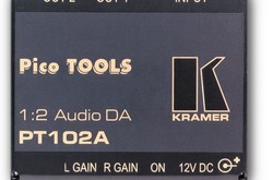 Kramer PT-102A Усилитель-распределитель 1:2 звуковых стереосигналов c регулировкой уровня сигнала, 100 кГц (AUDIO; PicoTools)