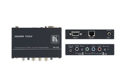 Kramer TP-45 — передатчик компонентного видеосигнала (YUV) или компьютерной графики, небалансного стереозвука или цифрового аудиосигнала S/PDIF по кабелю на витой паре.